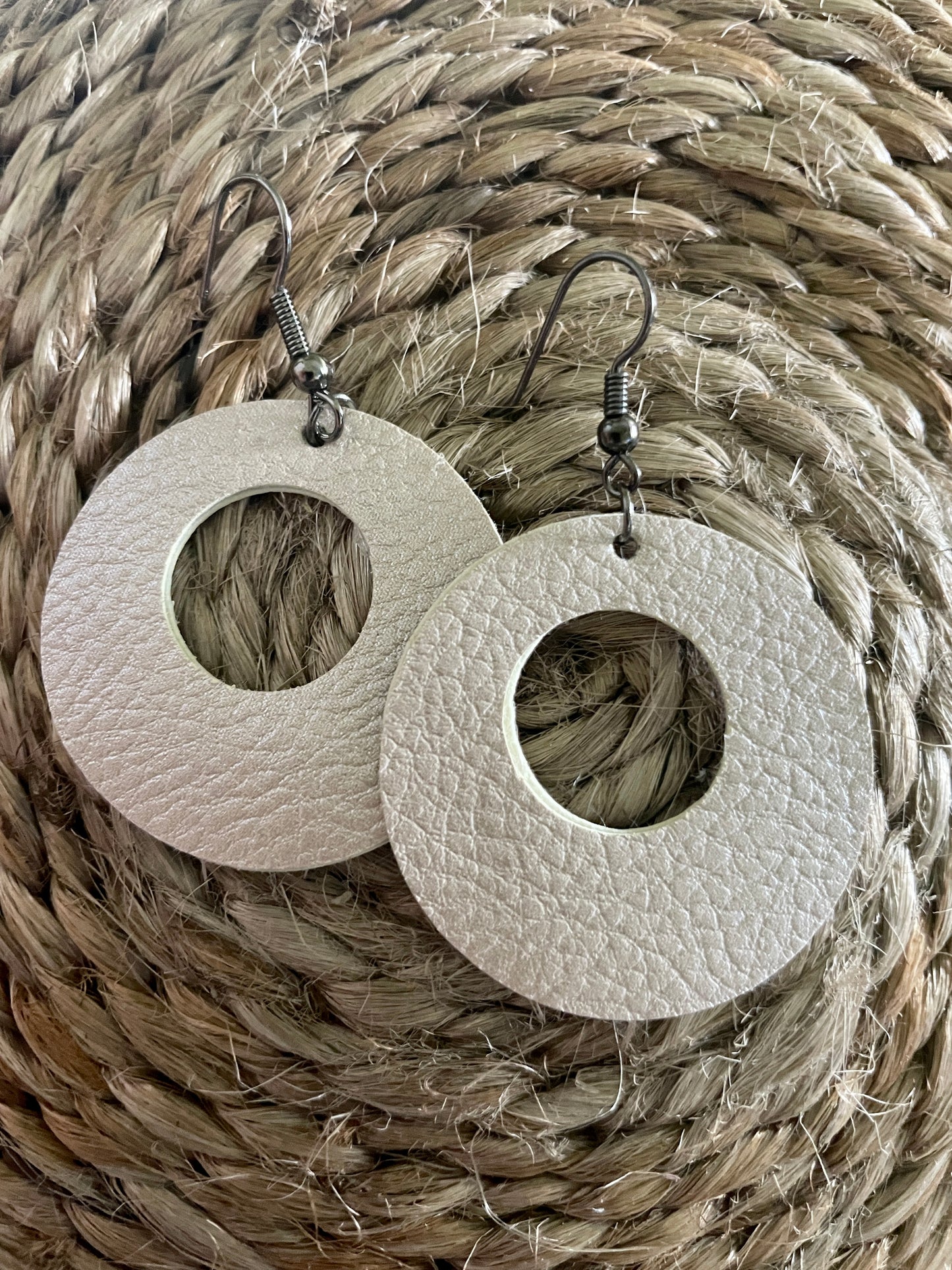 White pearl leatherette Earrings-Western Culture Leather