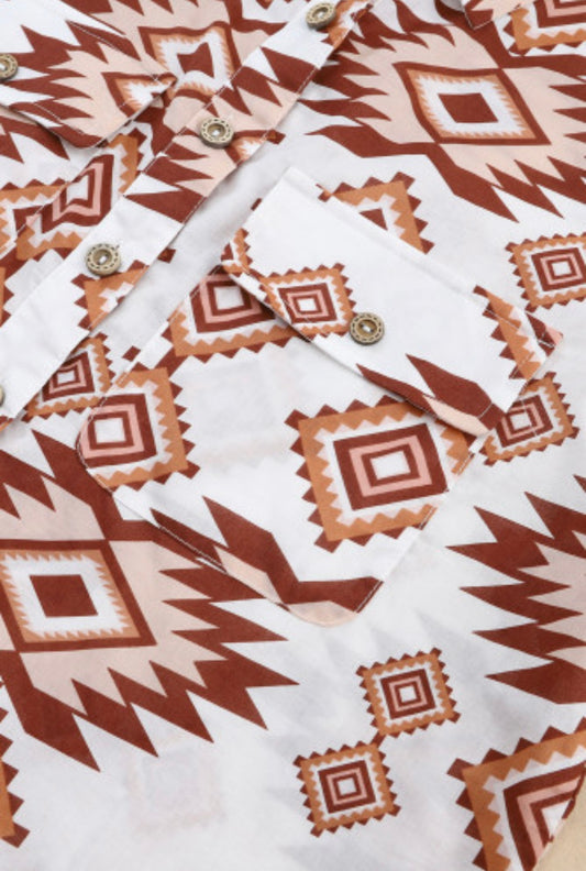 Western Aztec Shirt-Western Culture Leather