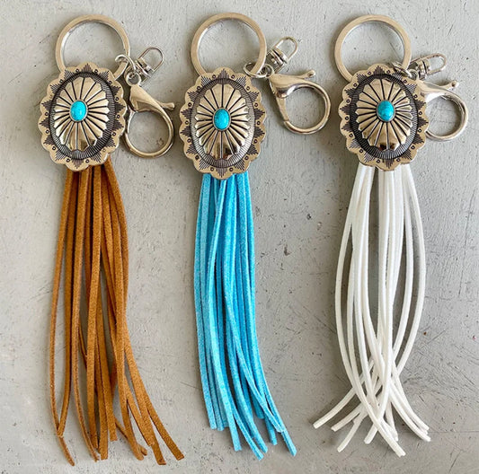 Concho Tassel Key Tag-Western Culture Leather