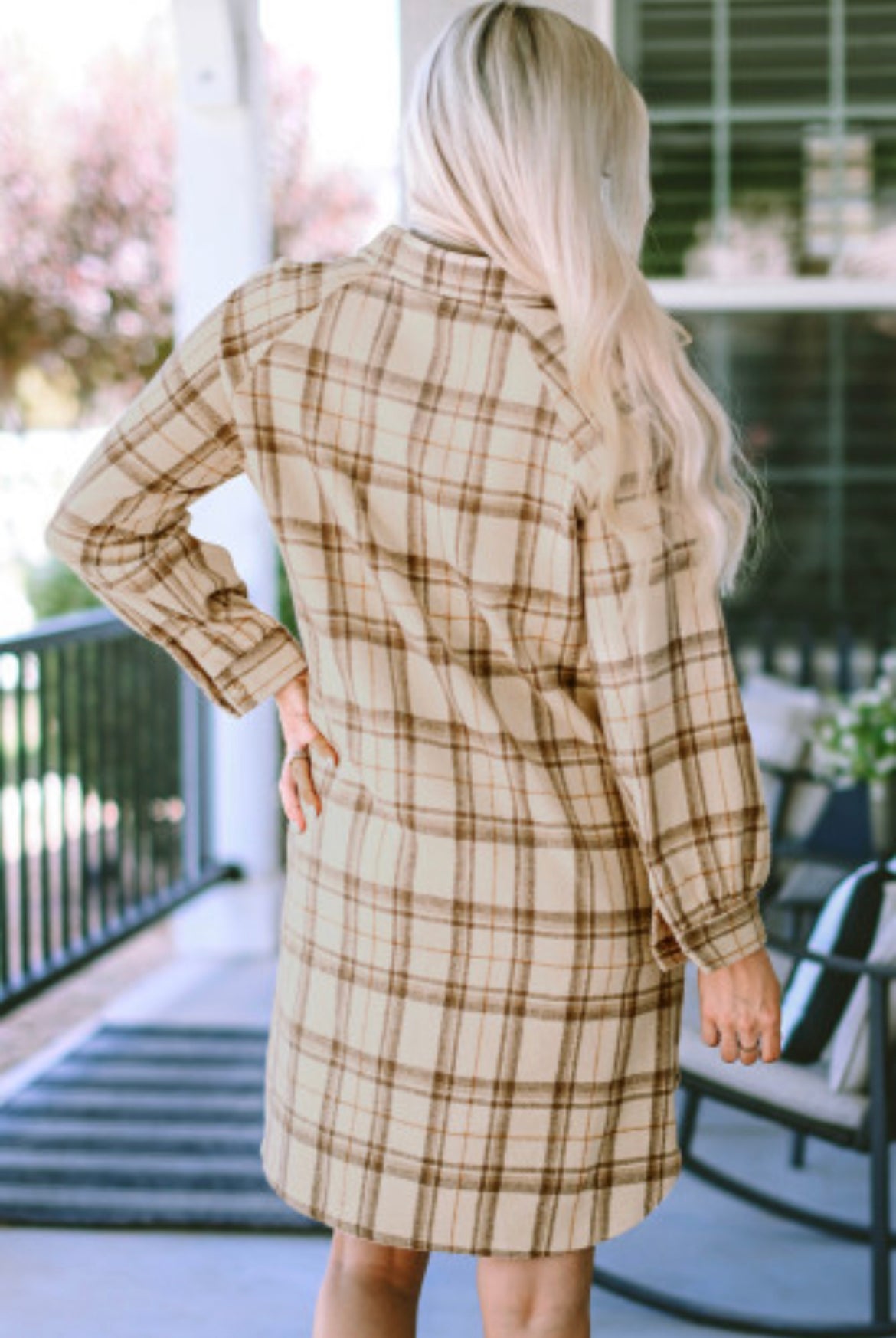 Checked Print Shirt Dress-Western Culture Leather