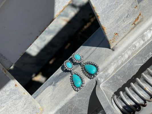Turquoise Stud Drop Earring-Western Culture Leather