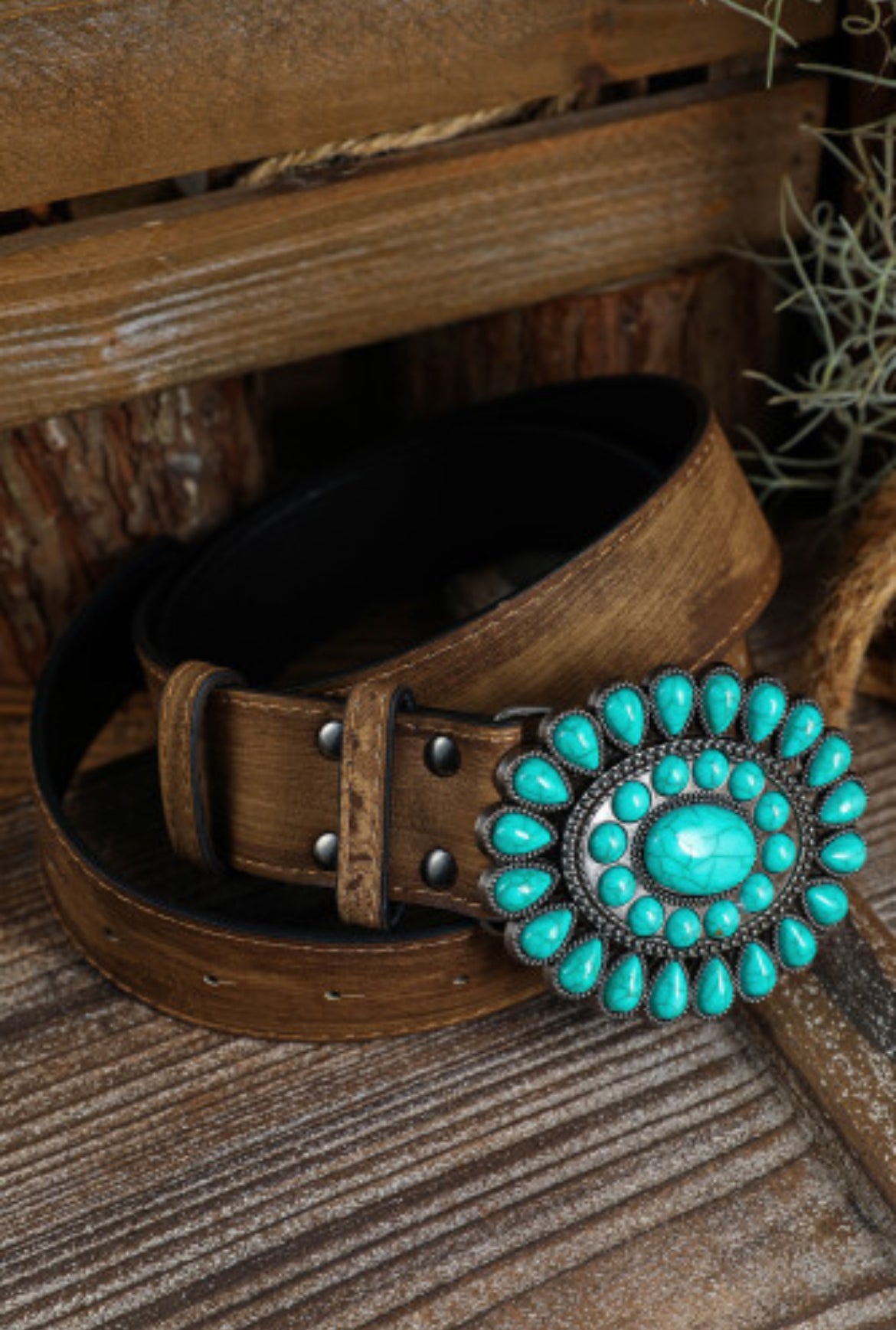 Turquoise Buckle Belt-Western Culture Leather