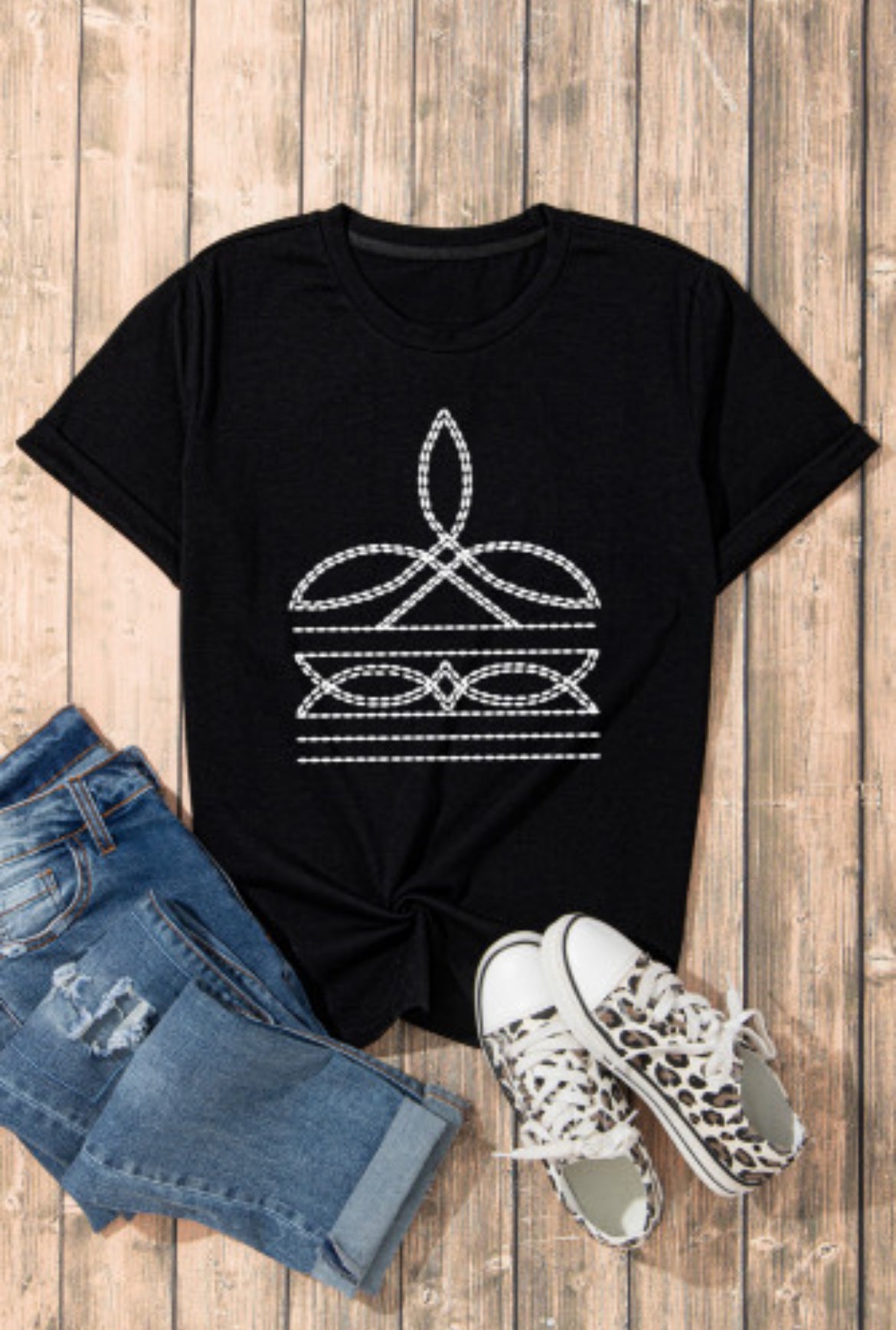 Boot Stitch Graphic T-Shirt-Western Culture Leather