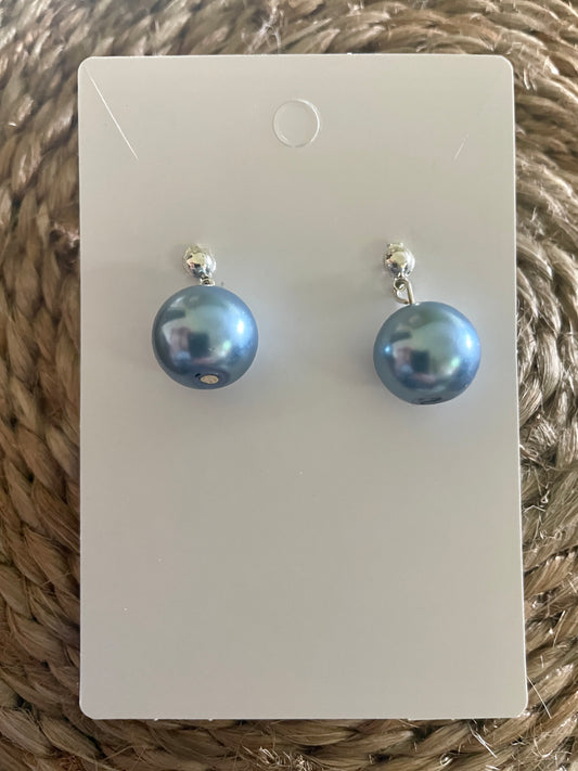 Blue pearl stud earrings-Western Culture Leather