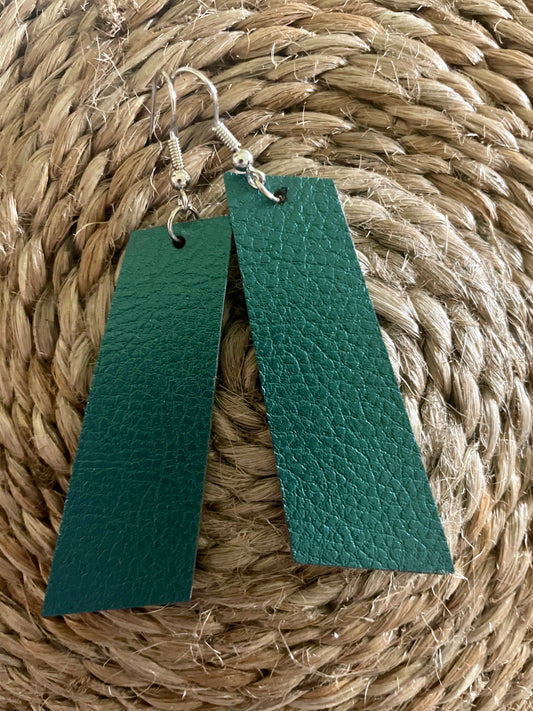 Emerald green leatherette earring-Western Culture Leather
