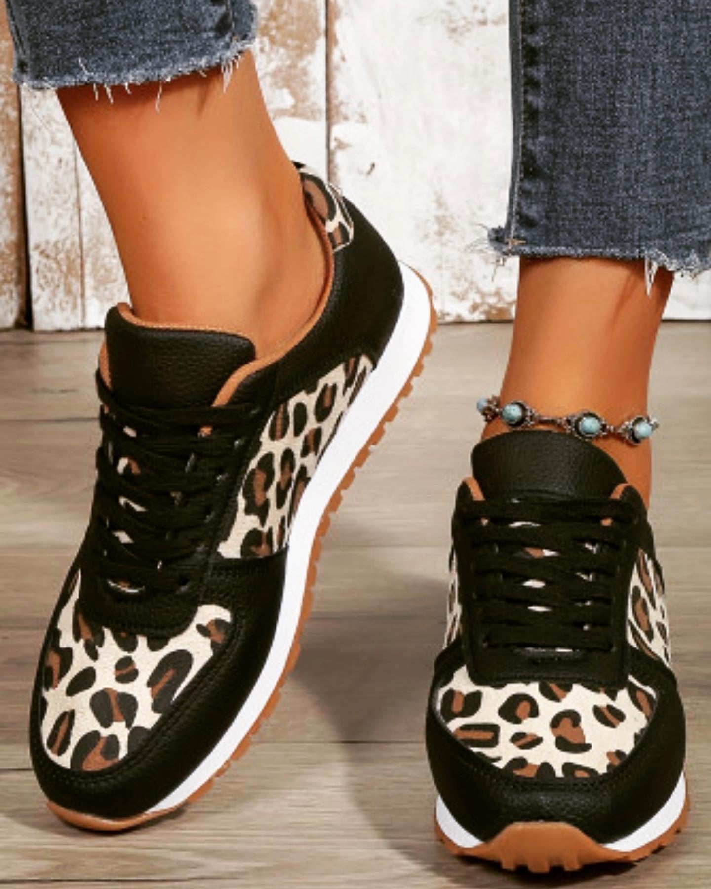 Leopard Print Sneakers-Western Culture Leather