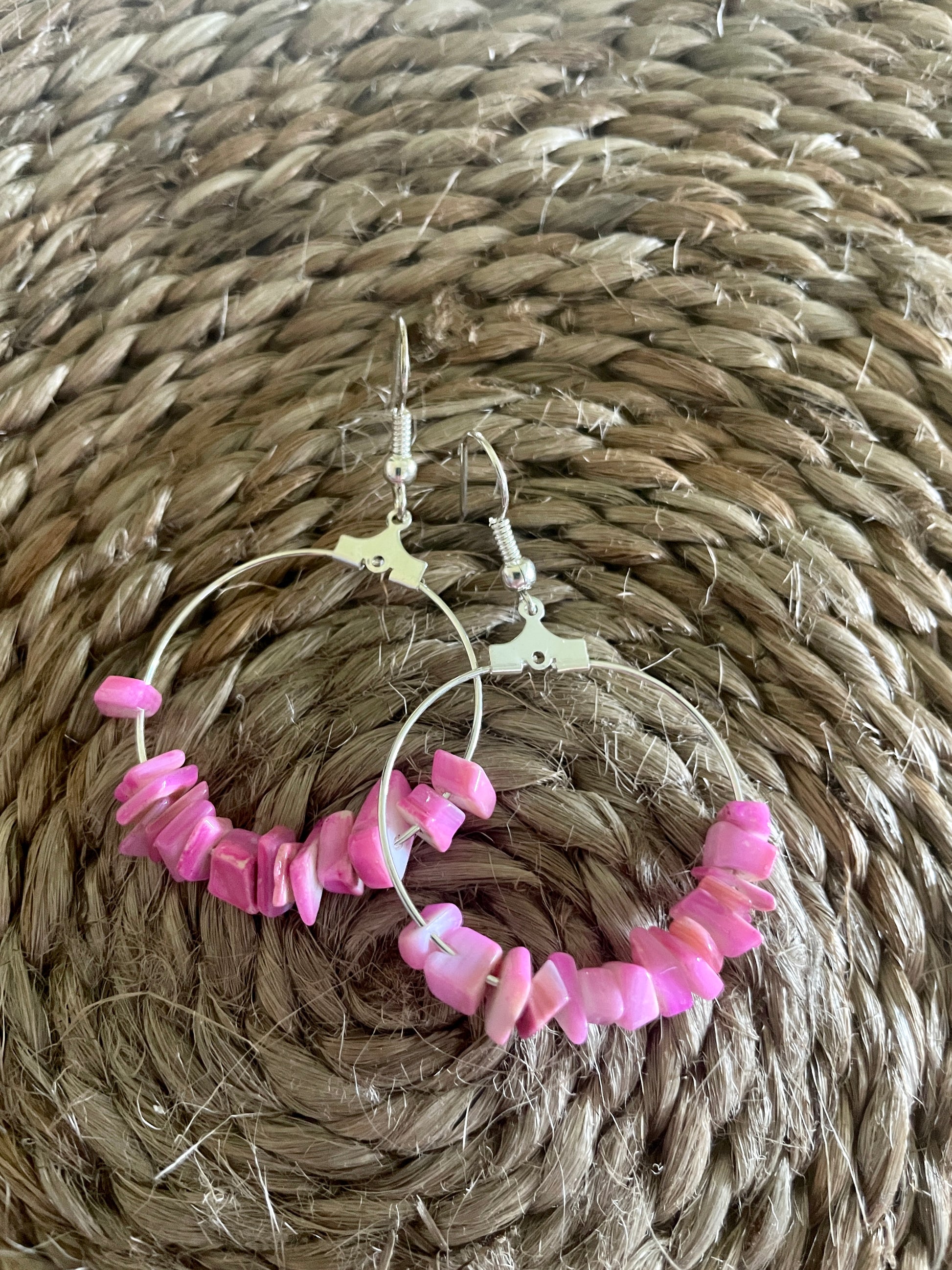 Pink coral hoop earring-Western Culture Leather