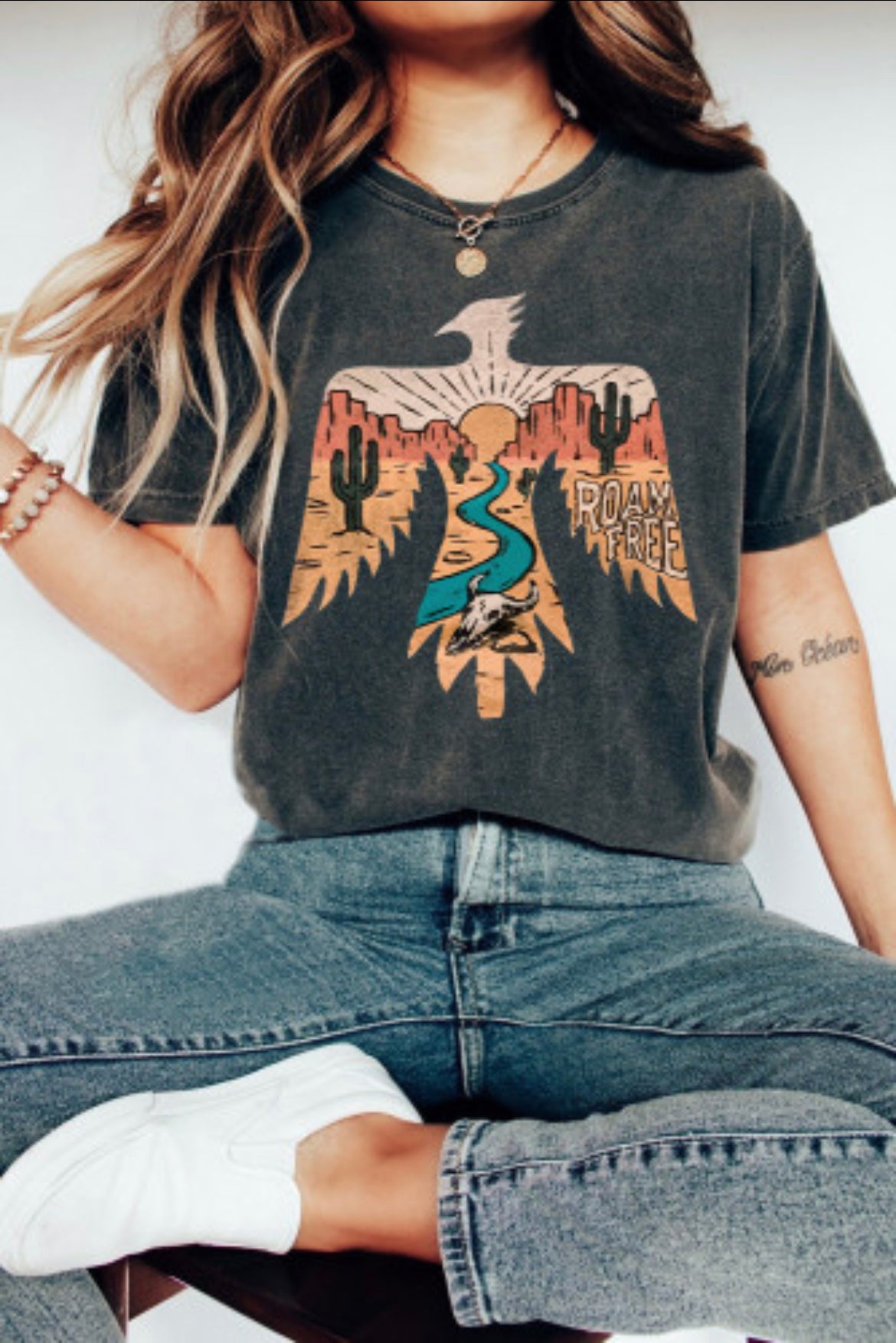 Thunderbird Desert Printed T Shirt-Western Culture Leather