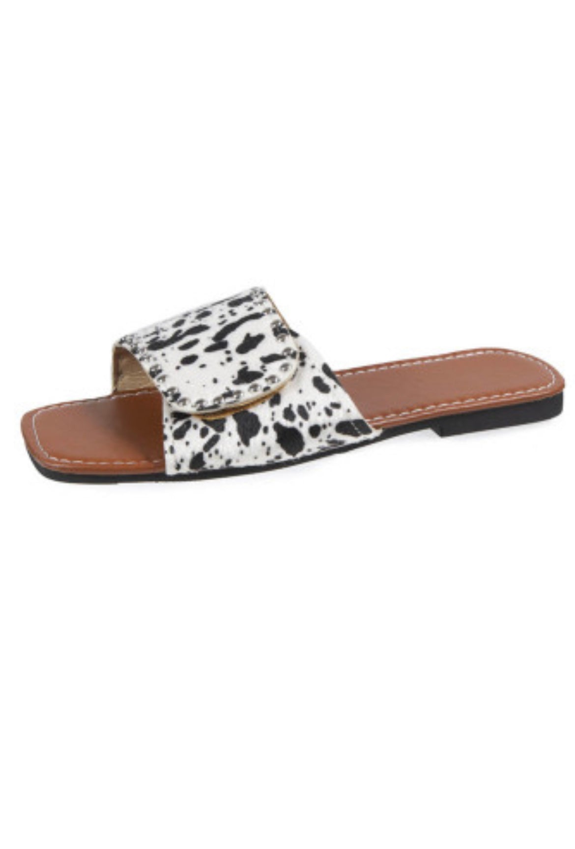 Cow Print Slides-Western Culture Leather