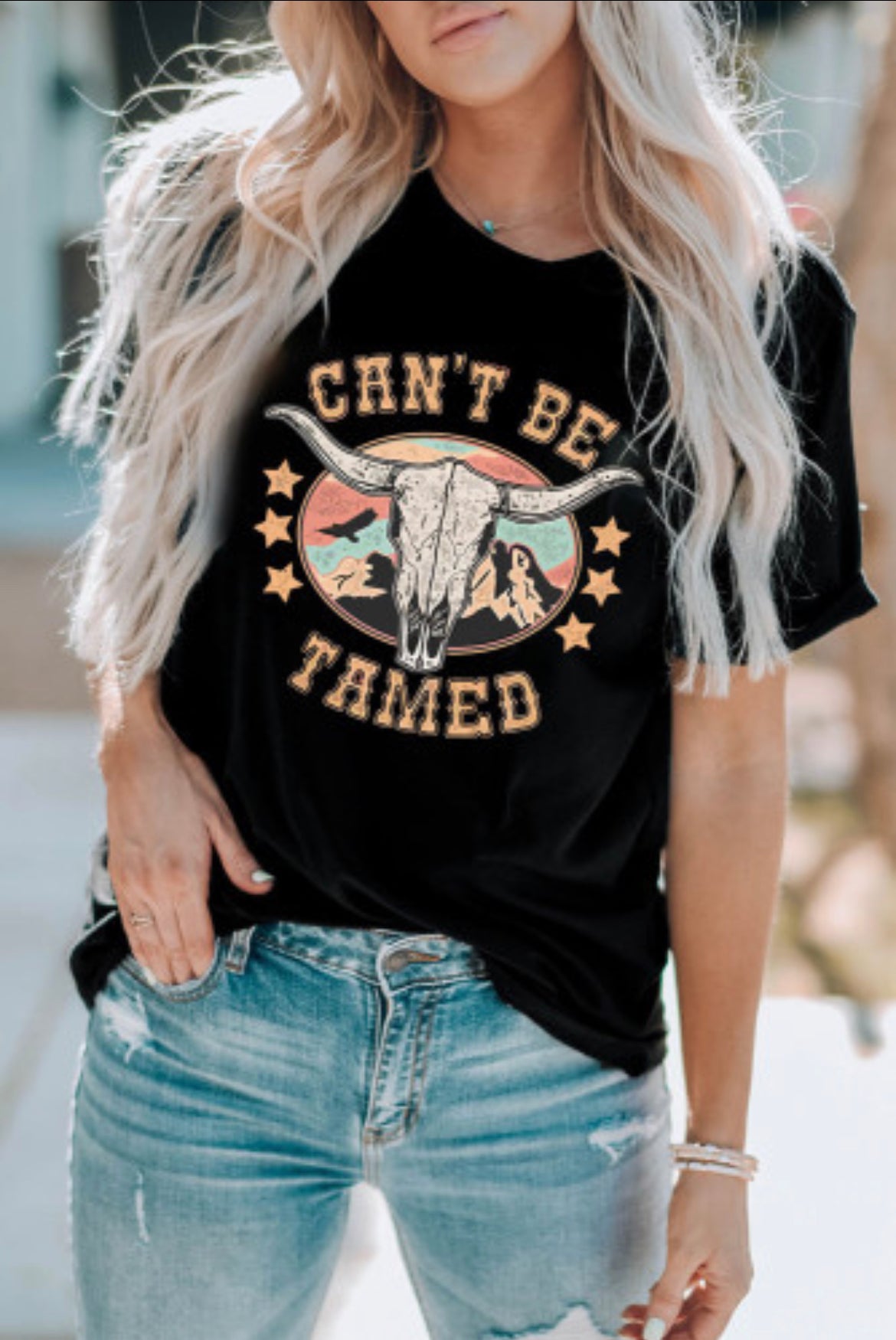 Can't Be Tamed Graphic Tee-Western Culture Leather