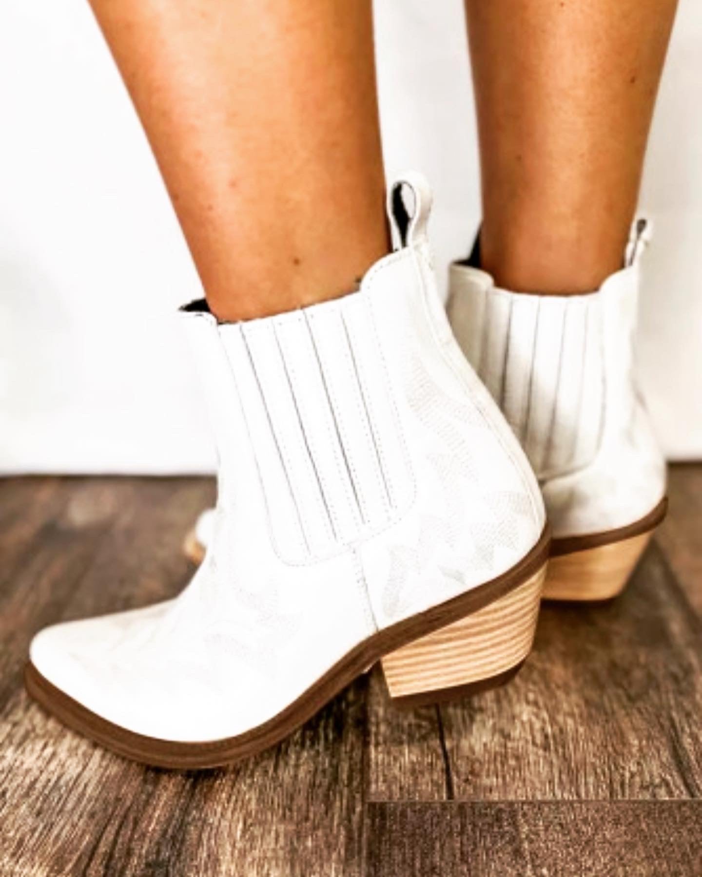 White Western Ankle Boots-Western Culture Leather