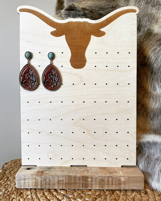 Longhorn earring board-Western Culture Leather
