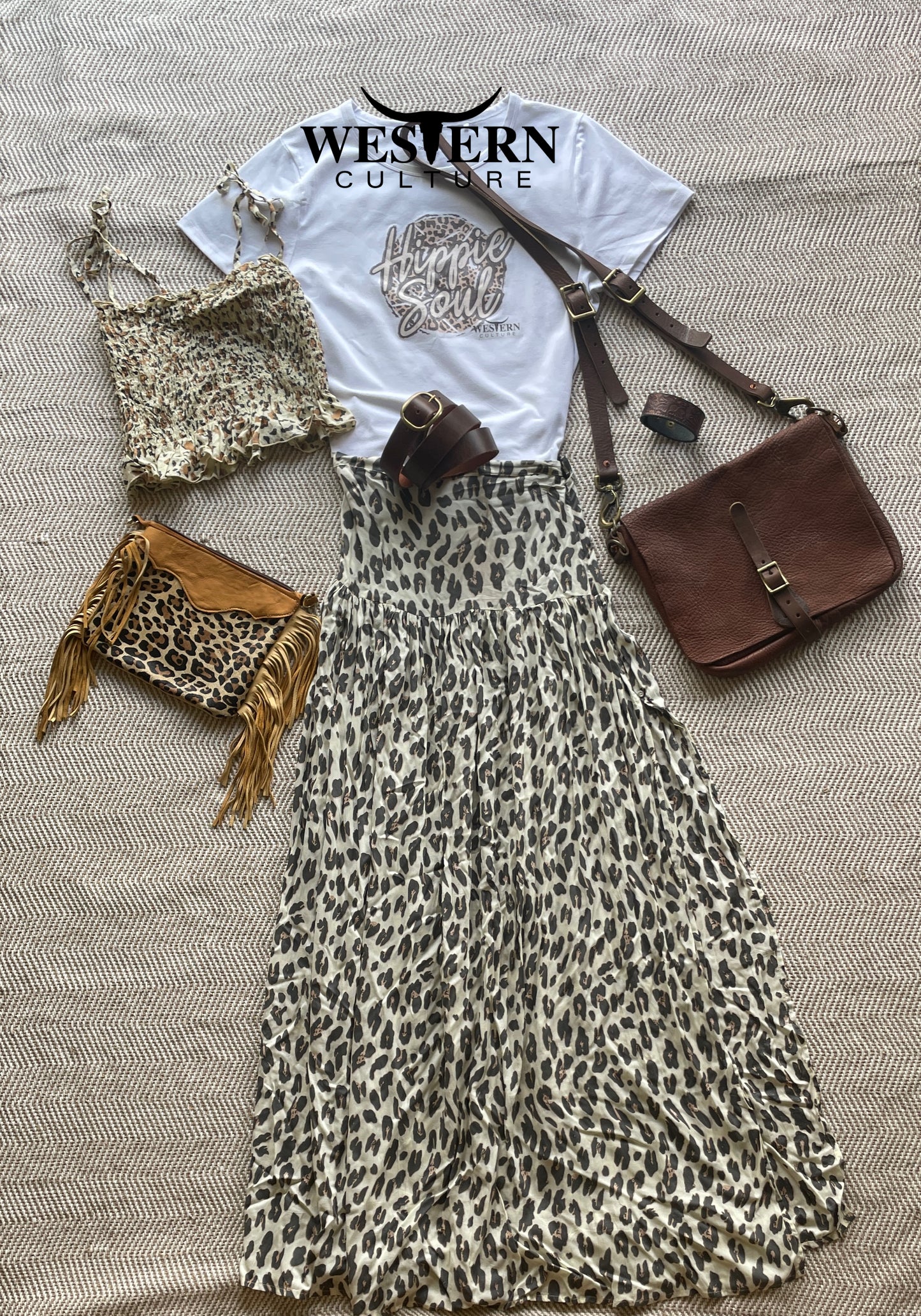 Safari skirt - Leopard print-Western Culture Leather