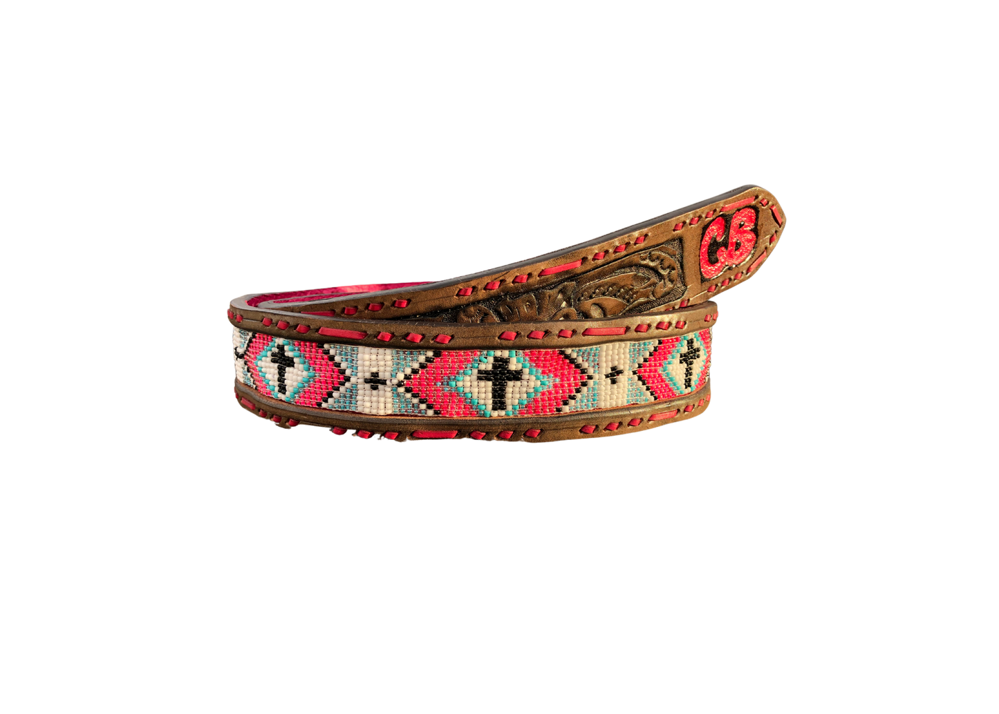 Custom Beaded Belt-Western Culture Leather