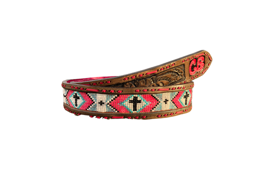 Custom Beaded Belt-Western Culture Leather